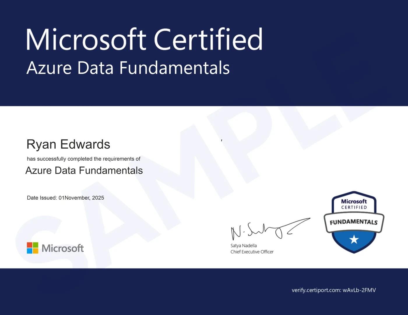 Microsoft Certified: Azure Data Fundamentals (sample)